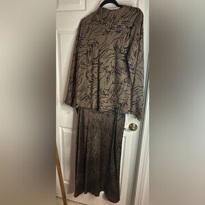 Nordstrom Brown and Black Abstract Two-Piece Set